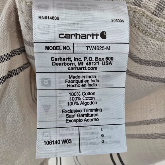 NWT Carhartt Plaid Button Down Shirts Mens Size L Cream - Picture 7 of 7